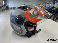 Шлем открытый с визором HETOSHI XD1-260 цв. Серый с черно-зелеными вставками р. XL