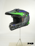Шлем кроссовый HETOSHI OF836 EXOSS CROSS PRO MX289 цв.Черно-сине-зеленый Матовый р.S