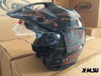 Шлем открытый 3/4 COBRA JK521 черный с графикой